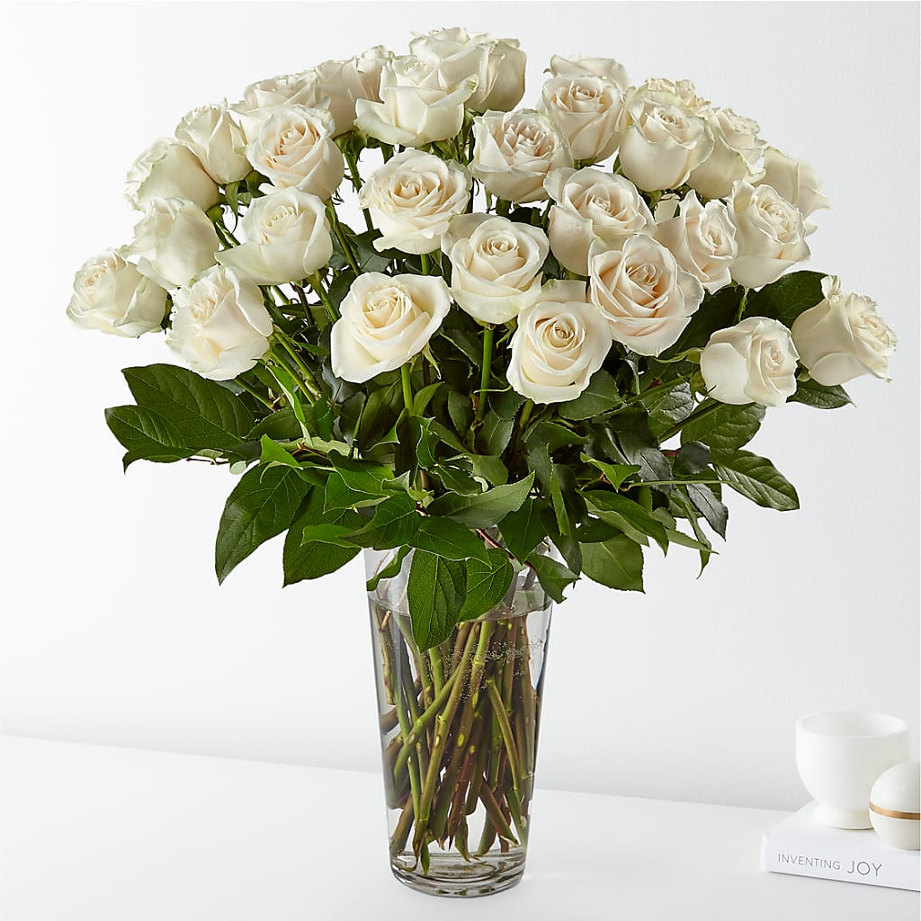 Long Stem White Rose Bouquet – Unique Flowers And Wedding, Miami FL