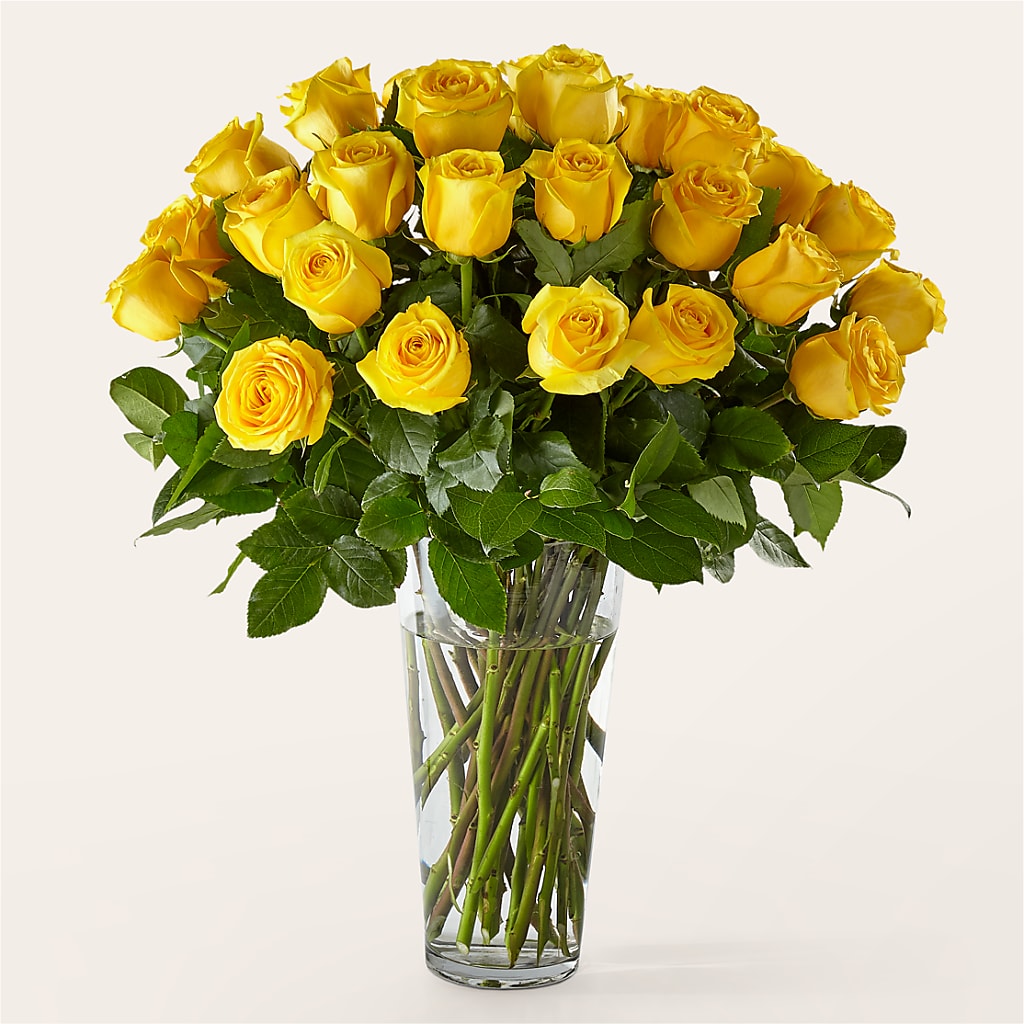 Long Stem Yellow Rose Bouquet – Unique Flowers And Wedding, Miami FL