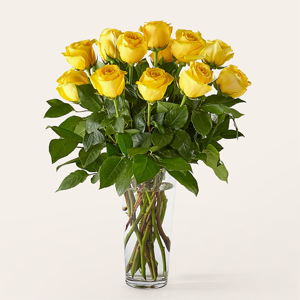 Long Stem Yellow Rose Bouquet – Unique Flowers And Wedding, Miami FL