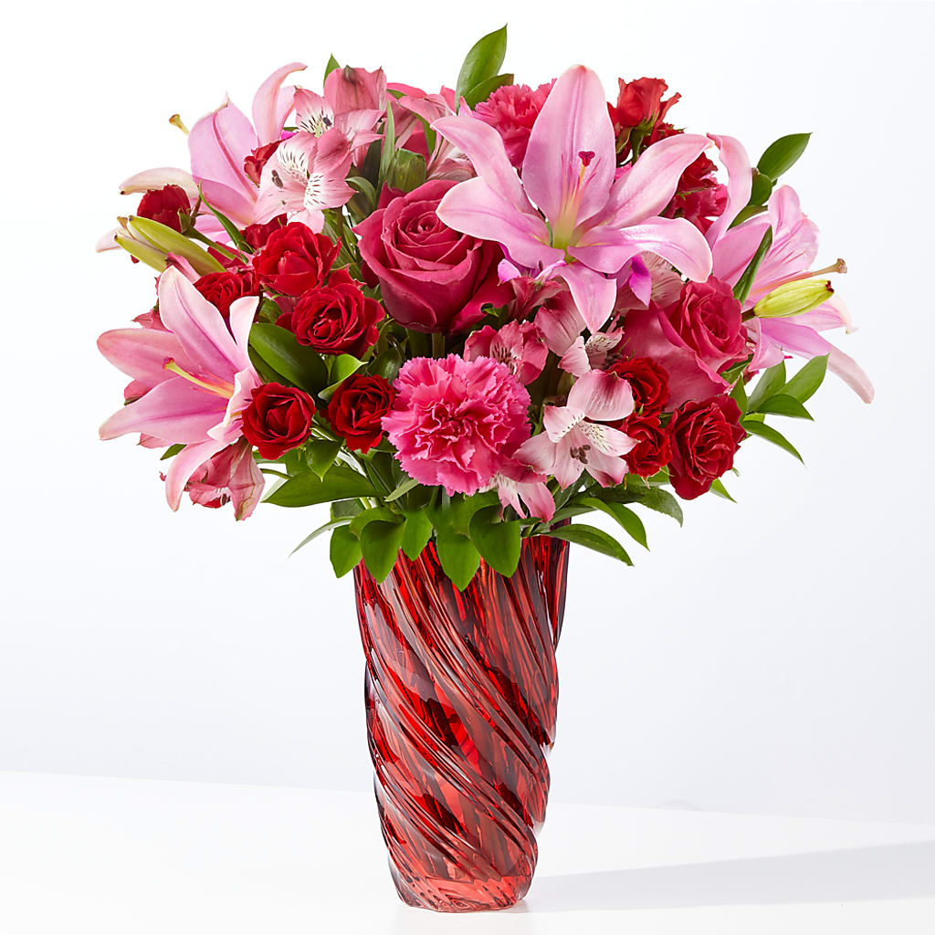In Love Bouquet with Luxe Swirl Vase – Unique Flowers And Wedding, Miami FL