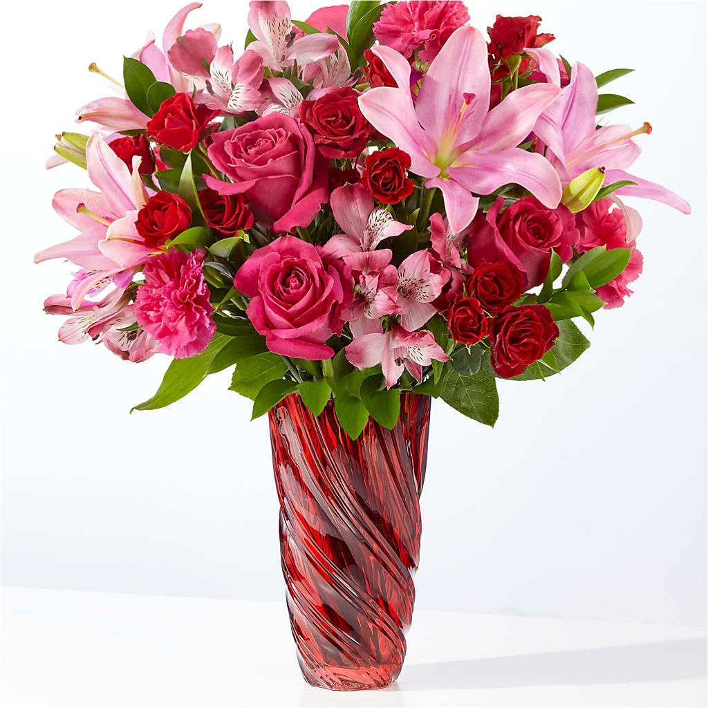 In Love Bouquet with Luxe Swirl Vase – Unique Flowers And Wedding, Miami FL