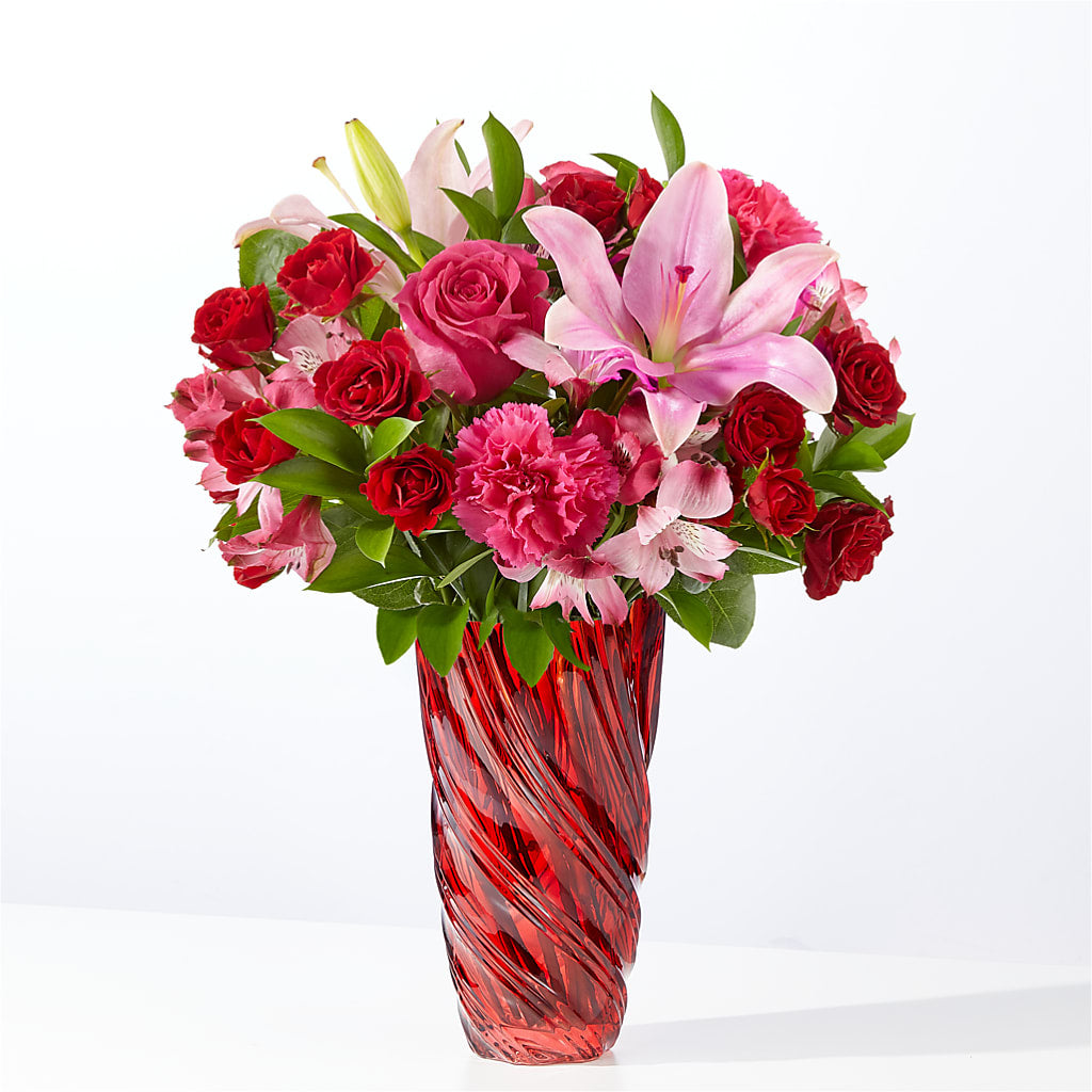 In Love Bouquet with Luxe Swirl Vase – Unique Flowers And Wedding, Miami FL