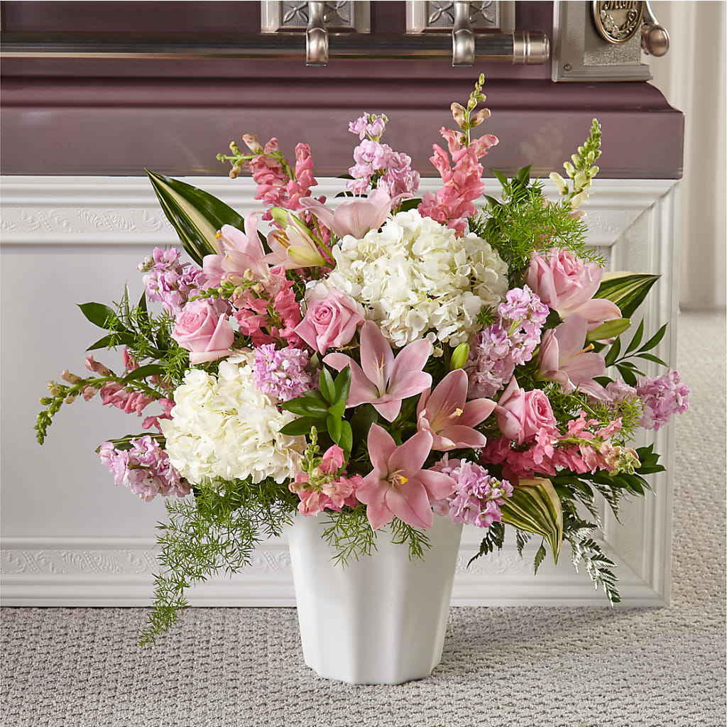 Simply Serene Floor Basket – Unique Flowers And Wedding, Miami FL