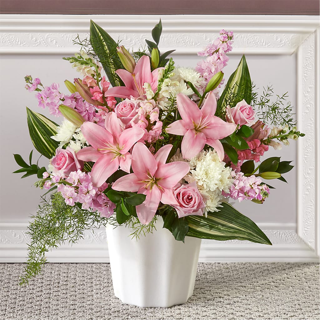 Simply Serene Floor Basket – Unique Flowers And Wedding, Miami FL