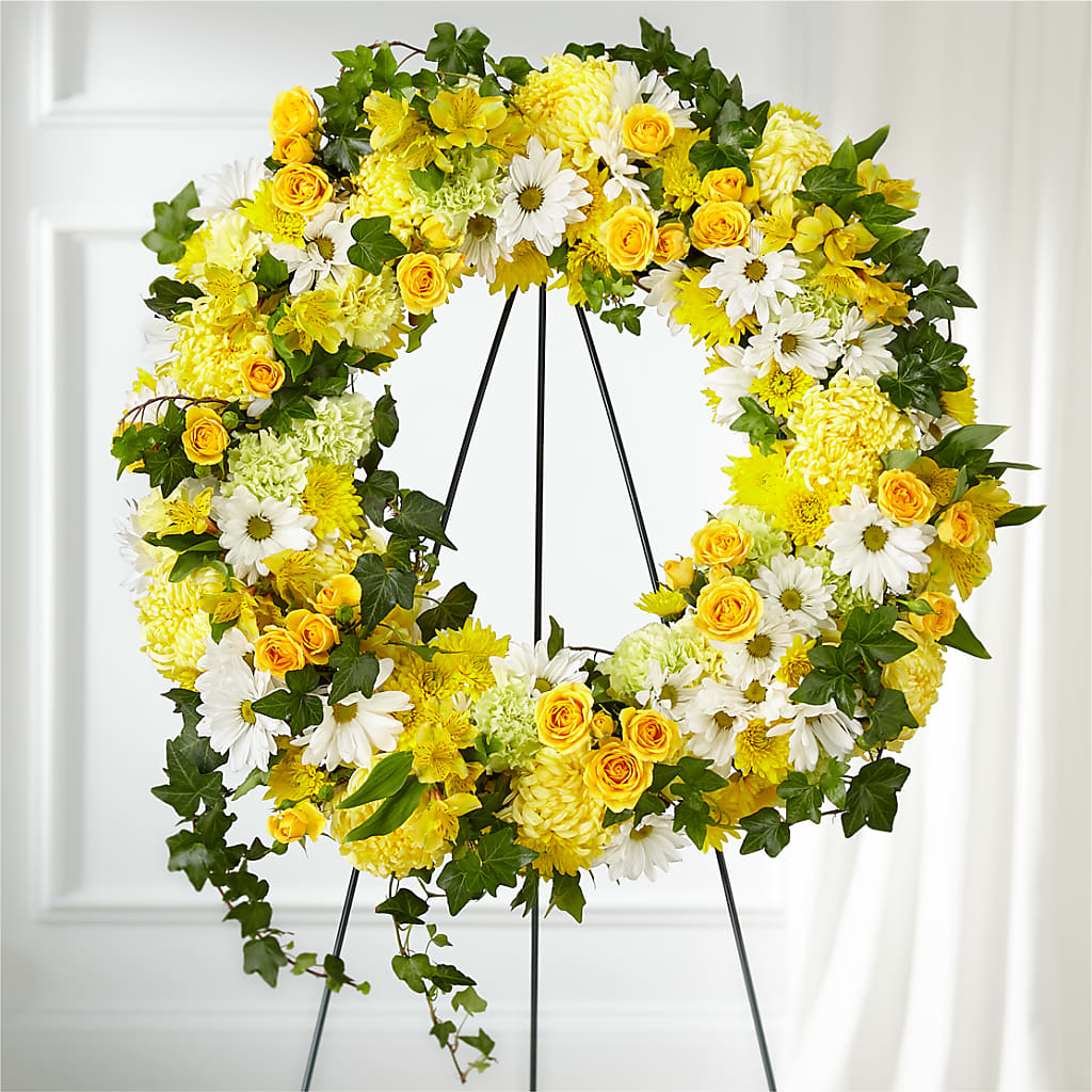 Golden Remembrance Wreath – Unique Flowers And Wedding, Miami FL
