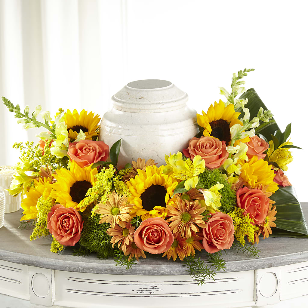 Faithful Sunflower Cremation Adornment – Unique Flowers And Wedding, Miami FL