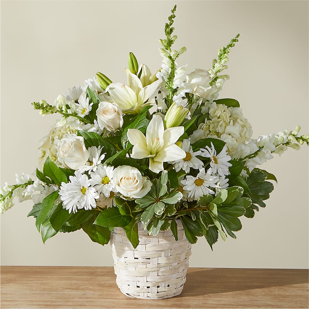 Ivory Elegance Floral Basket – Unique Flowers And Wedding, Miami FL