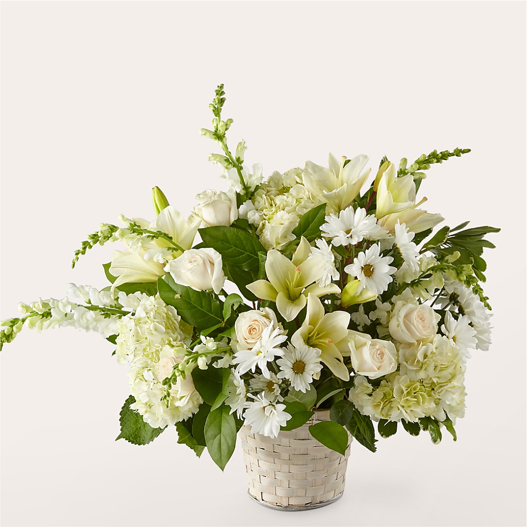 Ivory Elegance Floral Basket – Unique Flowers And Wedding, Miami FL