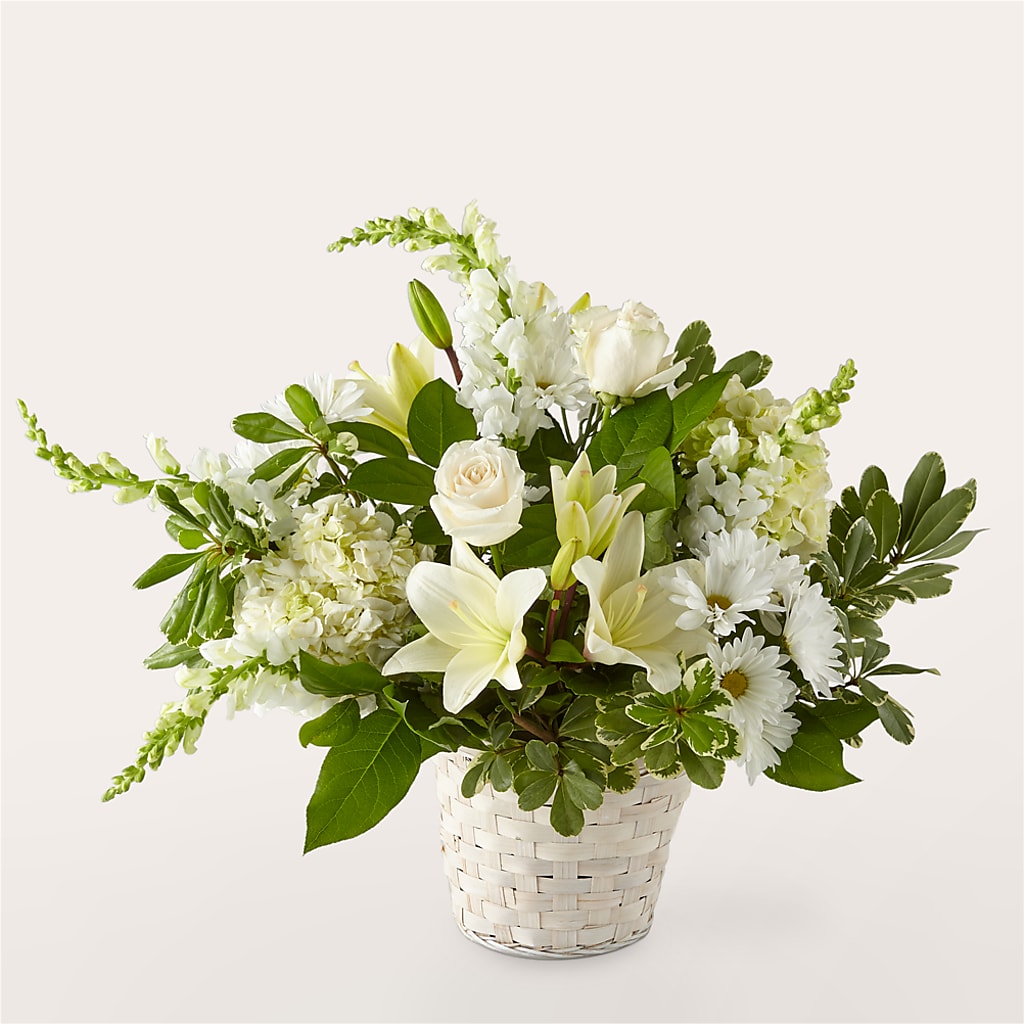 Ivory Elegance Floral Basket – Unique Flowers And Wedding, Miami FL