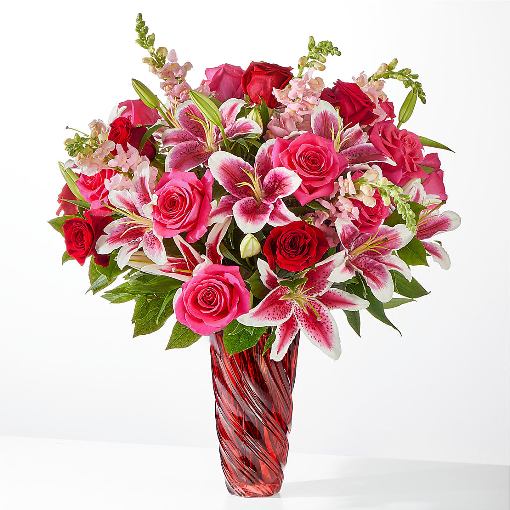 Always You Bouquet with Luxe Swirl Vase – Unique Flowers And Wedding, Miami FL