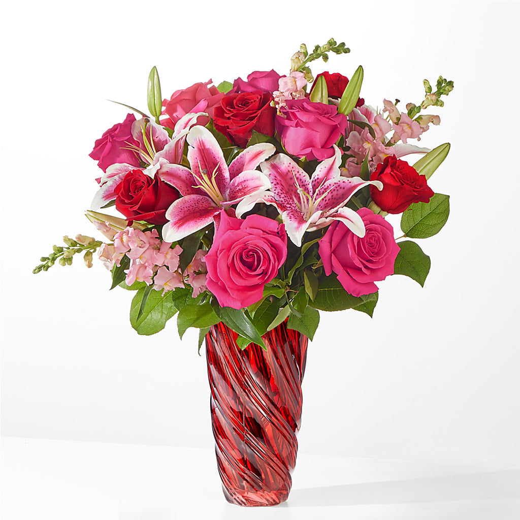 Always You Bouquet with Luxe Swirl Vase – Unique Flowers And Wedding, Miami FL
