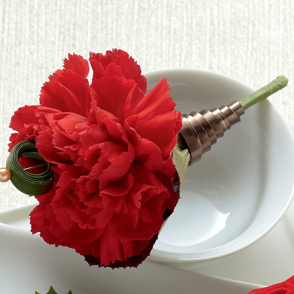 Red Carnation Boutonniere – Unique Flowers And Wedding, Miami FL