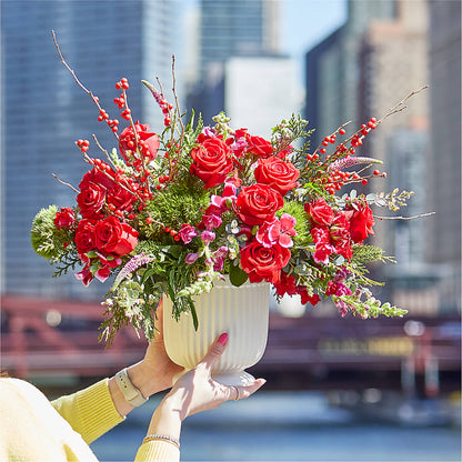 Big Red Bow Bouquet –  Unique Flowers And Wedding, Miami FL