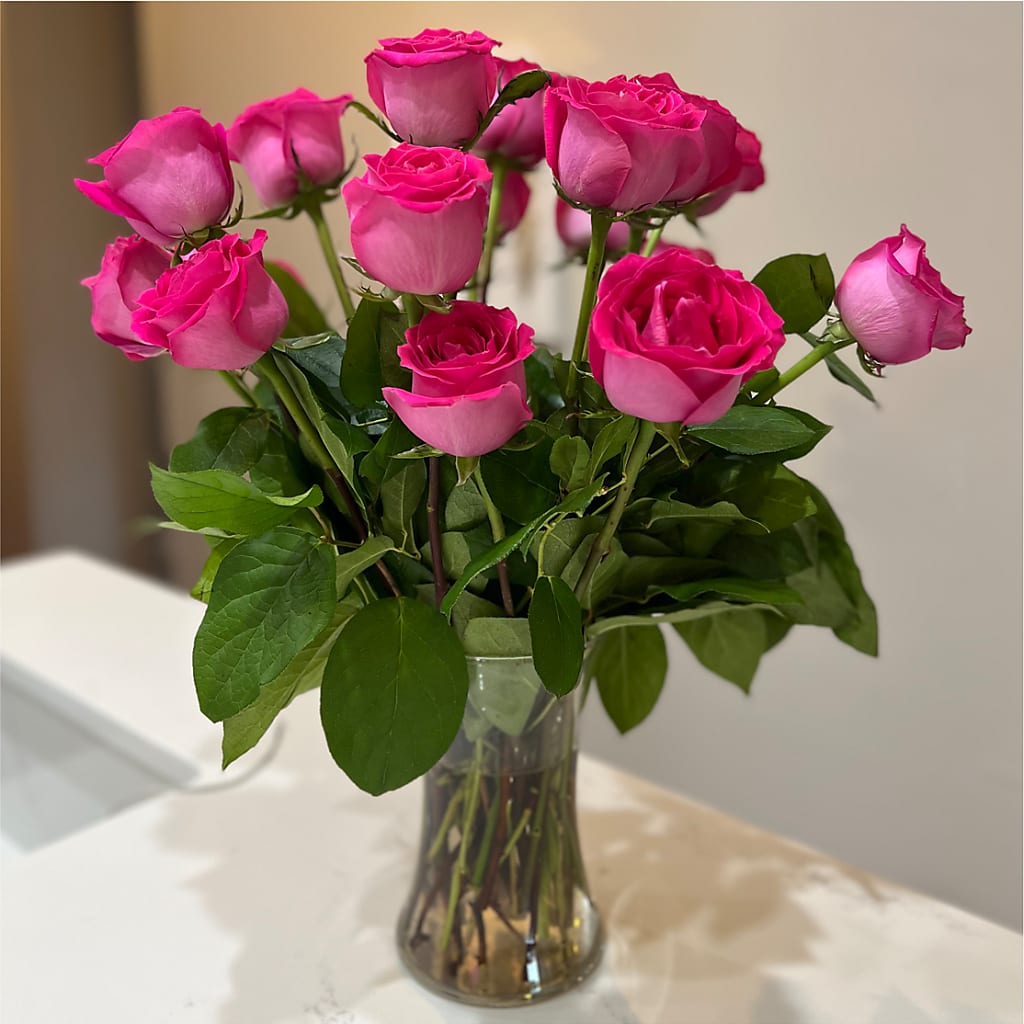 Long Stem Pink Rose Bouquet –  Unique Flowers And Wedding, Miami FL