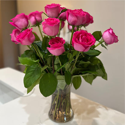 Long Stem Pink Rose Bouquet –  Unique Flowers And Wedding, Miami FL