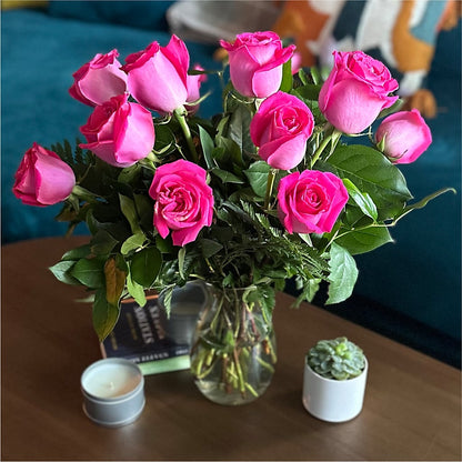 Long Stem Pink Rose Bouquet –  Unique Flowers And Wedding, Miami FL