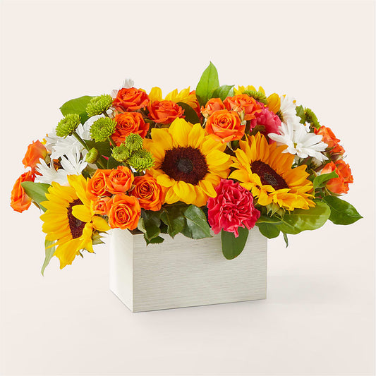 Sun-drenched Blooms Box Bouquet –  Unique Flowers And Wedding, Miami FL