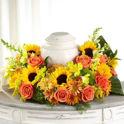 Faithful Sunflower Cremation Adornment –  Unique Flowers And Wedding, Miami FL