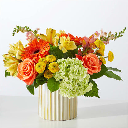 Autumn Sunshine Bouquet with Ivory Vase –  Unique Flowers And Wedding, Miami FL