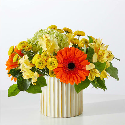 Autumn Sunshine Bouquet with Ivory Vase –  Unique Flowers And Wedding, Miami FL
