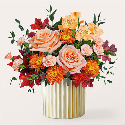 Spiced Latte Bouquet with Ivory Vase –  Unique Flowers And Wedding, Miami FL