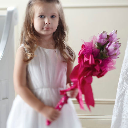 Sparkle Pink Flower Girl Bouquet –  Unique Flowers And Wedding, Miami FL