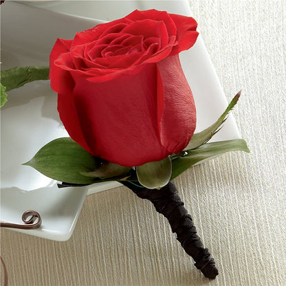 Red Rose Boutonniere –  Unique Flowers And Wedding, Miami FL